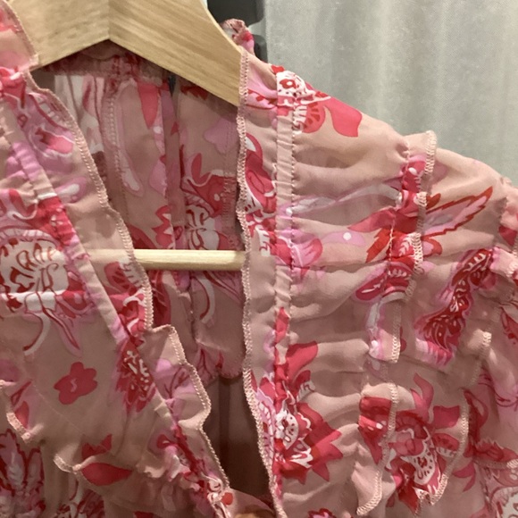 BiBi Pink Floral Ruffle Blouse - Picture 4 of 7